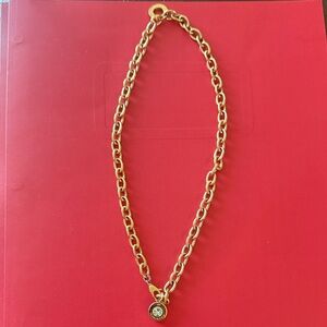 Rebecca Gold-Tone Chain Necklace with Clear Stone Pendant